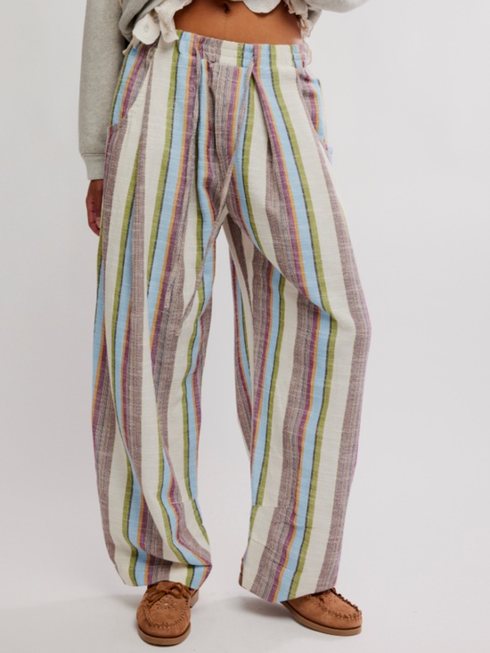 Free People Pants - Free People Days End Linen Striped Pull On Pants